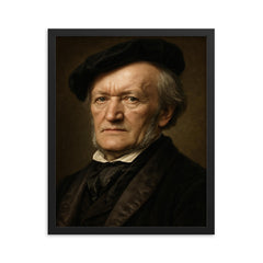 Richard Wagner portrait framed print on a plain backdrop in size 16"x20".
