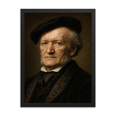 Richard Wagner portrait framed print on a plain backdrop in size 18"x24".