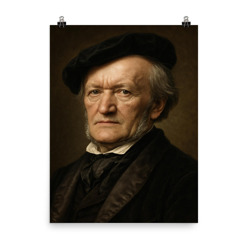 Richard Wagner portrait poster on a plain backdrop in size 8