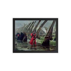 Richelieu on the Sea Wall of La Rochelle by Henri-Paul Motte framed print on a plain backdrop in size 12"x16".
