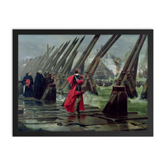 Richelieu on the Sea Wall of La Rochelle by Henri-Paul Motte framed print on a plain backdrop in size 18"x24".