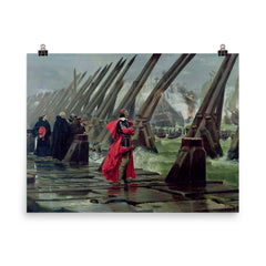 Richelieu on the Sea Wall of La Rochelle by Henri-Paul Motte poster on a plain backdrop in size 8"x10".