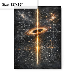 Riemann zeta critical line cosmic blackboard metal print on a plain backdrop in size 12"x16".