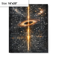 Riemann zeta critical line cosmic blackboard metal print on a plain backdrop in size 16"x20".
