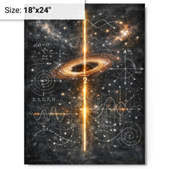 Riemann zeta critical line cosmic blackboard metal print on a plain backdrop in size 18"x24".