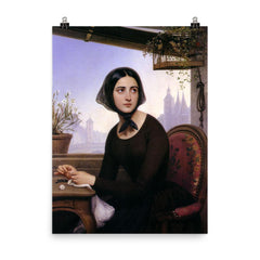 Rigolette Keeping Herself Busy While Germain is Away by Joseph Désiré Court poster on a plain backdrop in size 8"x10".