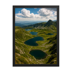 Rila Seven Lakes Bulgaria framed print on a plain backdrop in size 18"x24".