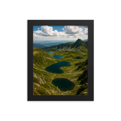 Rila Seven Lakes Bulgaria framed print on a plain backdrop in size 8"x10".