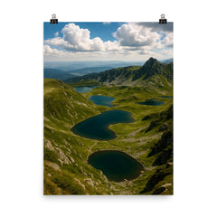 Rila Seven Lakes Bulgaria poster on a plain backdrop in size 8"x10".