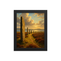 Ring of Brodgar Scotland framed print on a plain backdrop in size 8"x10".