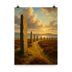 Ring of Brodgar Scotland poster on a plain backdrop in size 8"x10".