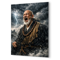 Rinzai master shouting beneath storm clouds metal print mockup