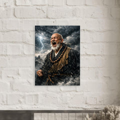 Rinzai master shouting beneath storm clouds metal print mockup