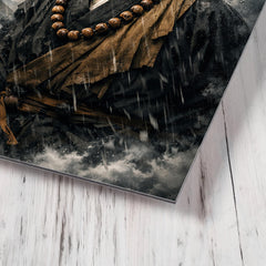 Rinzai master shouting beneath storm clouds metal print mockup
