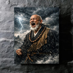 Rinzai master shouting beneath storm clouds metal print mockup