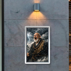 Rinzai master shouting beneath storm clouds poster 2