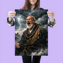 Rinzai master shouting beneath storm clouds poster 3