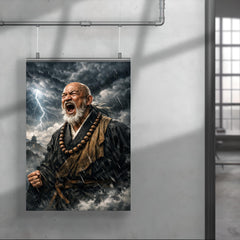 Rinzai master shouting beneath storm clouds poster 4