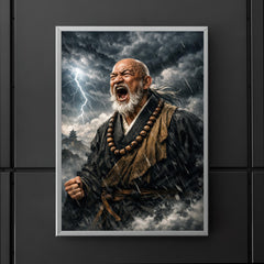 Rinzai master shouting beneath storm clouds poster 5