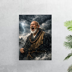 Rinzai master shouting beneath storm clouds poster 7