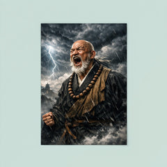 Rinzai master shouting beneath storm clouds poster 8