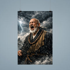 Rinzai master shouting beneath storm clouds poster 9