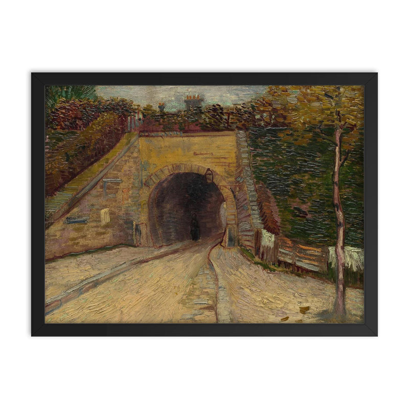 Roadway with Underpass by Vincent van Gogh, 1887 framed print on a plain backdrop in size 18