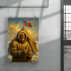 Roald Amundsen at the South Pole tent poster 4