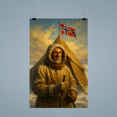 Roald Amundsen at the South Pole tent poster 9