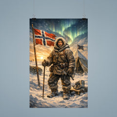 Roald Amundsen at the South Pole tent poster 9