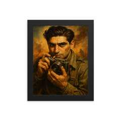 Robert Capa framed print on a plain backdrop in size 8"x10".