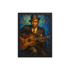 Robert Johnson framed print on a plain backdrop in size 12"x16".