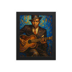 Robert Johnson framed print on a plain backdrop in size 8"x10".