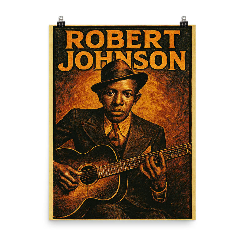 Robert Johnson poster on a plain backdrop in size 8