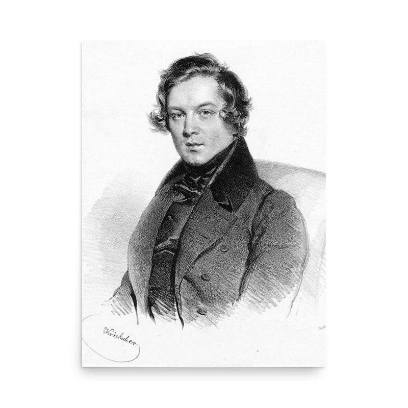 Robert Schumann poster on a plain backdrop in size 18