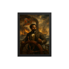 Robert Smalls commandeering the Confederate ship framed print on a plain backdrop in size 12"x16".