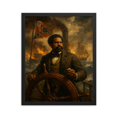 Robert Smalls commandeering the Confederate ship framed print on a plain backdrop in size 16"x20".