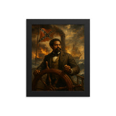Robert Smalls commandeering the Confederate ship framed print on a plain backdrop in size 8"x10".