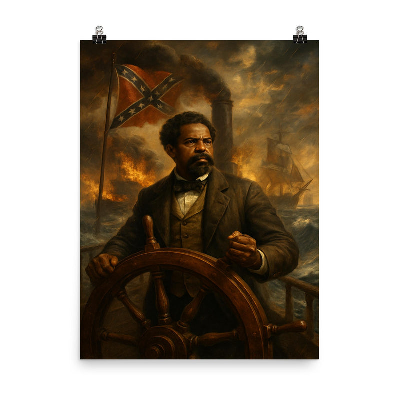 Robert Smalls commandeering the Confederate ship poster on a plain backdrop in size 8