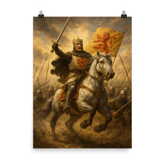Robert the Bruce at Bannockburn charge poster on a plain backdrop in size 8"x10".