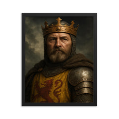 Robert the Bruce portrait framed print on a plain backdrop in size 16"x20".