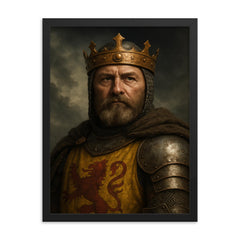 Robert the Bruce portrait framed print on a plain backdrop in size 18"x24".