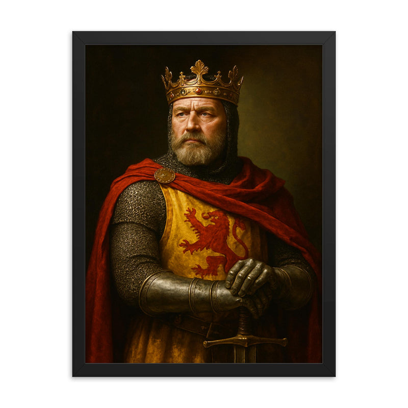 Robert the Bruce regal framed print on a plain backdrop in size 18