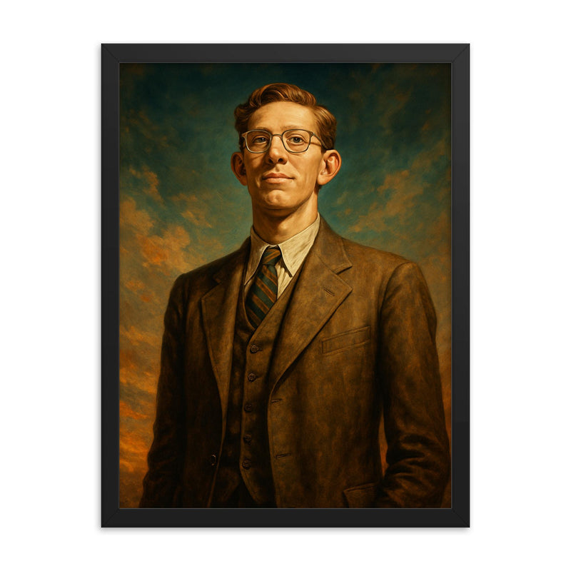 Robert Wadlow framed print on a plain backdrop in size 18