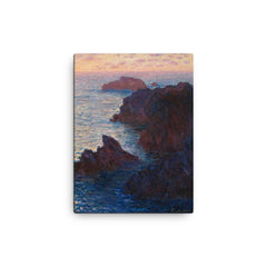 Rocks at Belle-Île by Claude Monet canvas print on a plain backdrop in size 12"x16".
