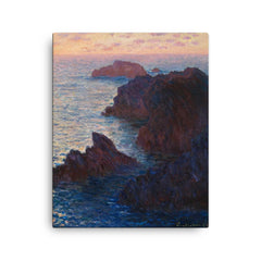 Rocks at Belle-Île by Claude Monet canvas print on a plain backdrop in size 16"x20".