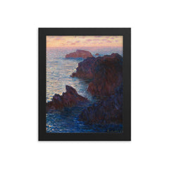 Rocks at Belle-Île by Claude Monet framed print on a plain backdrop in size 8"x10".
