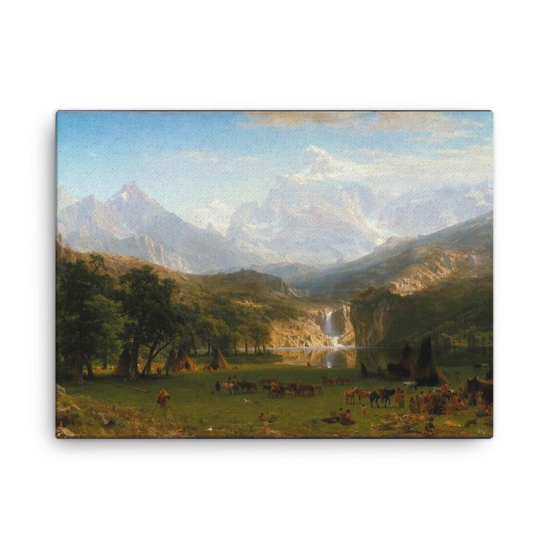 Rocky Mountains by Albert Bierstadt canvas print on a plain backdrop in size 18