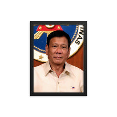 Rodrigo Duterte framed print on a plain backdrop in size 12"x16".