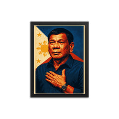 Rodrigo Duterte framed print on a plain backdrop in size 12"x16".